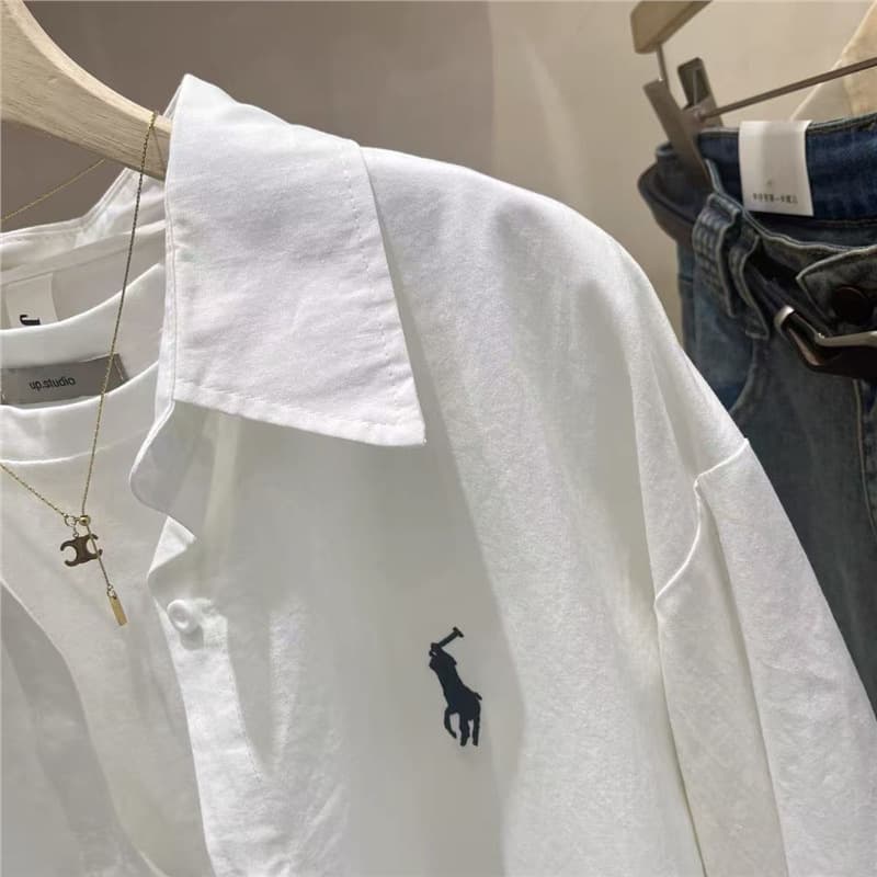 Casual Loose Shirt 2024 Spring Autumn New Style Small Horse Embroidery Long Sleeve Top Layering Outerwear Shirt Jacket