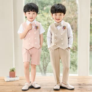 New Children's Formalwear British Style Boys Vest Suit for Flower Boy Wedding Photography Hosting Performance