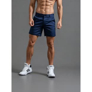 Summer Men's Cotton Casual Shorts, Mid-Rise Straight Leg Slim Fit 5-Inch Shorts, Multiple Colors, Breathable Athletic Shorts