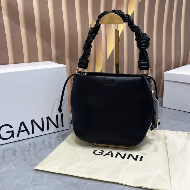 Europe and America Cross-border GANNI 26 Style Hexagonal Woven Handbag Women Genuine Leather Crossbody Bag Premium Bucket Bag Women