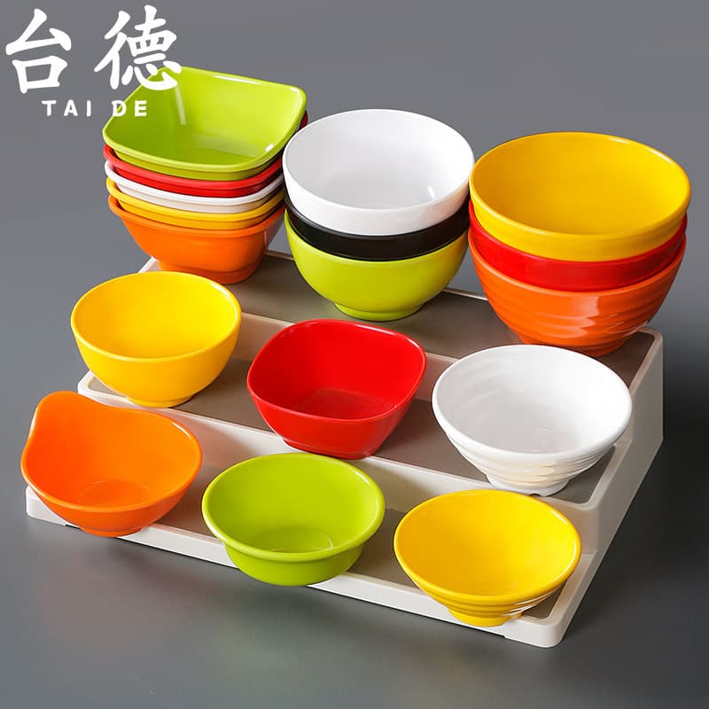 Melamine Small Bowl Commercial Restaurant Rice Bowl Soup Bowl Plastic Side Dish Bowl Hot Pot Dipping Sauce Seasoning Bowl Flavor Dish Tableware Set