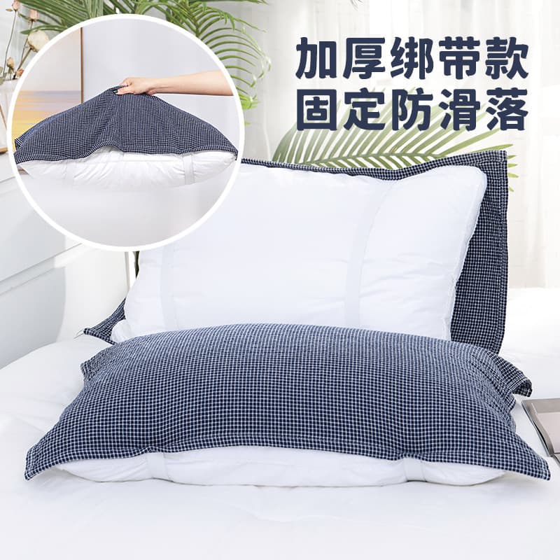 Drop shipping available, pure cotton gauze pillow towel with tie straps, elastic band for secure fit, anti-shedding, for couples and adults, extra-large pillow towel.