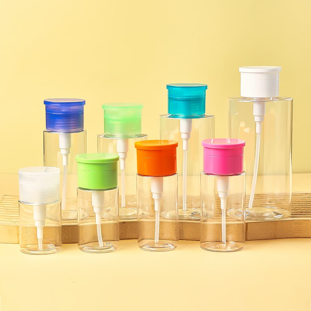 PET Plastic Press-Type Makeup Remover Bottle 60-500ml Transparent Toner Bottle Nail Polish Remover Pump Bottle