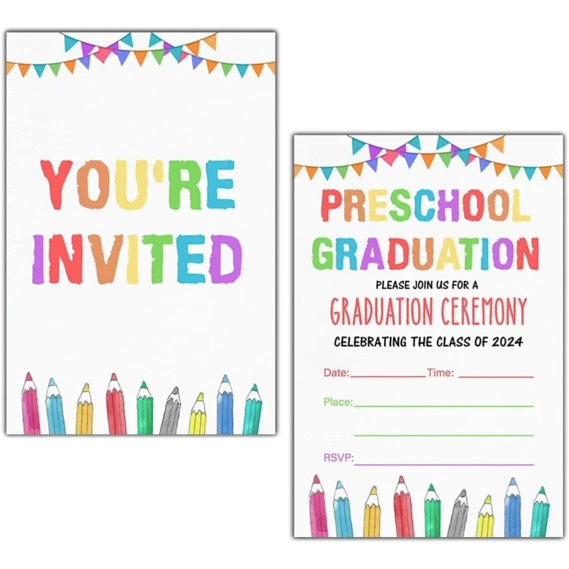 Cross-border Preschool Kindergarten Graduation Invitation, Pre-school Elementary Graduation Party Fill-in Invitation Card with Envelope