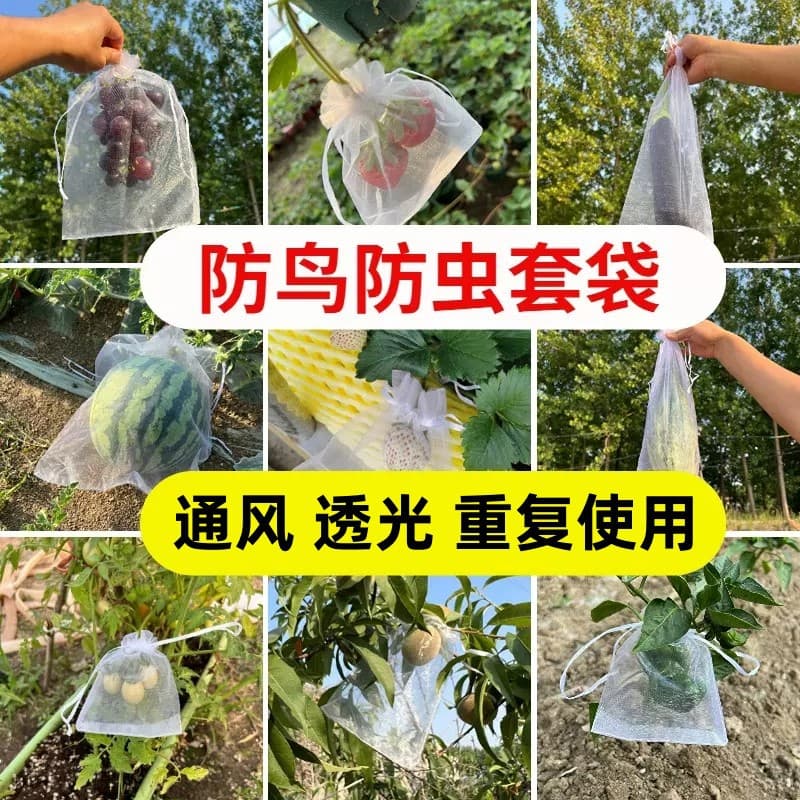 Manufacturer Wholesale Insect Prevention Net Bags for Melons and Fruits - Drawstring Bags for Strawberries, Figs, and Grapes
