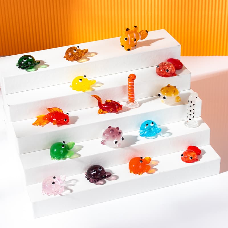 Zibo Glass Micro Landscape Marine Animals Cute Mini Ornaments Scene Simulation Cartoon Small Fish Crab Gifts