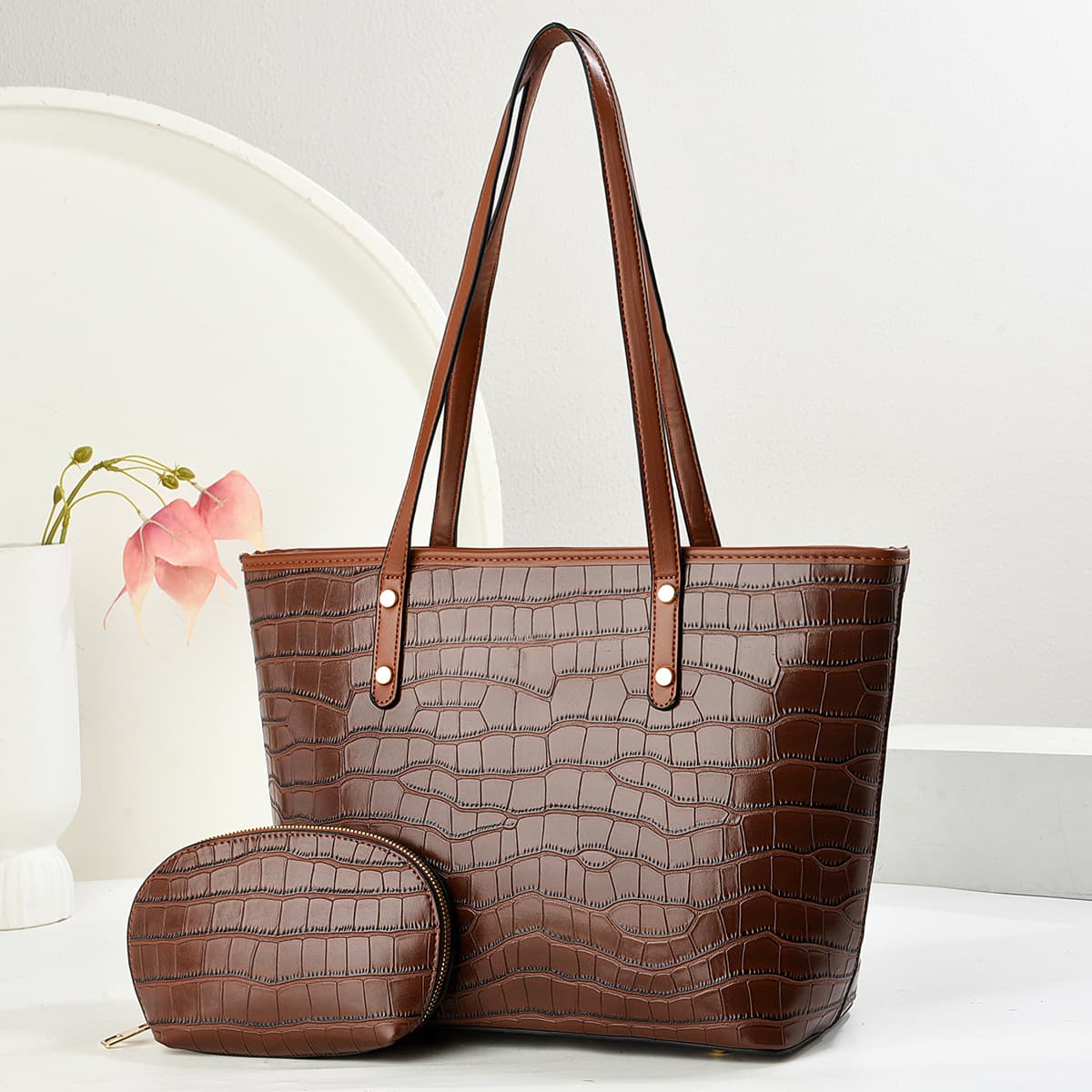 Vintage Large Capacity Tote Bag 2025 Summer New Style Simple Shoulder Bag Commuter Fashion Crossbody Bag Tote Bag