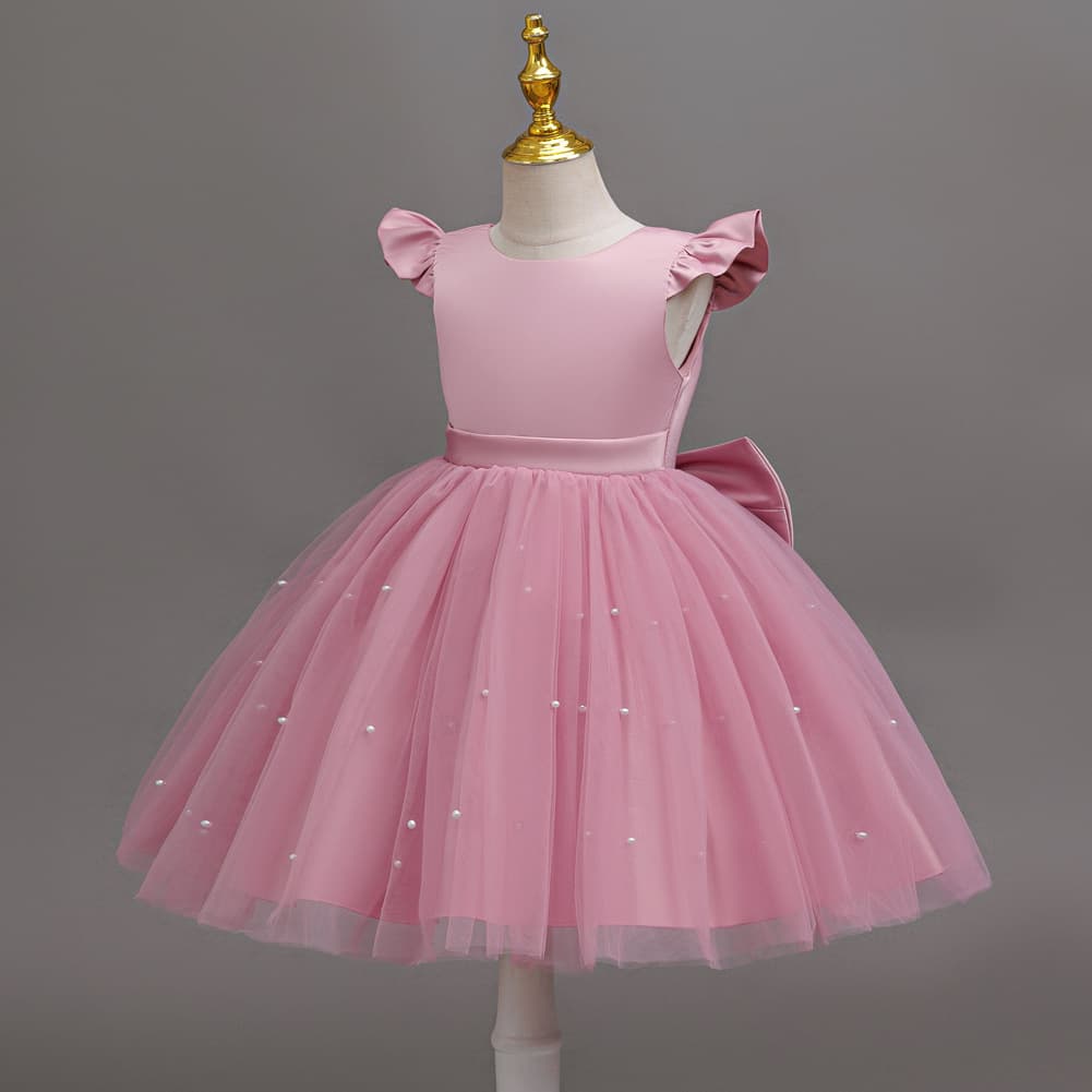 Girls Princess Dress Children Beaded Tulle Skirt Christmas Banquet Party Wedding Flower Girl Dress Drop Shipping