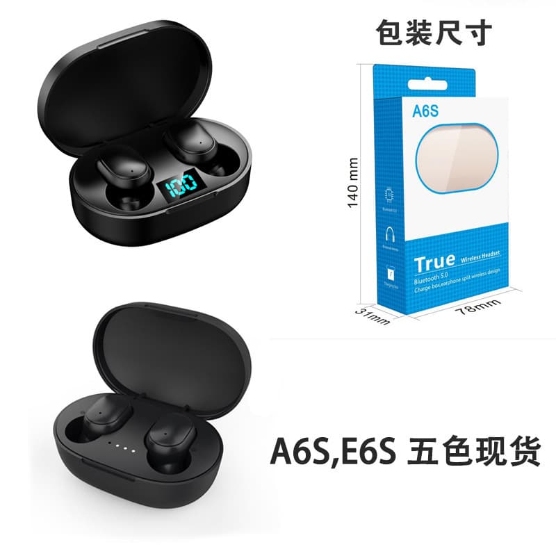 Cross-border digital A6S Bluetooth headset E6S in-ear ultra-long battery life sports E7s digital display wireless headset Bluetooth