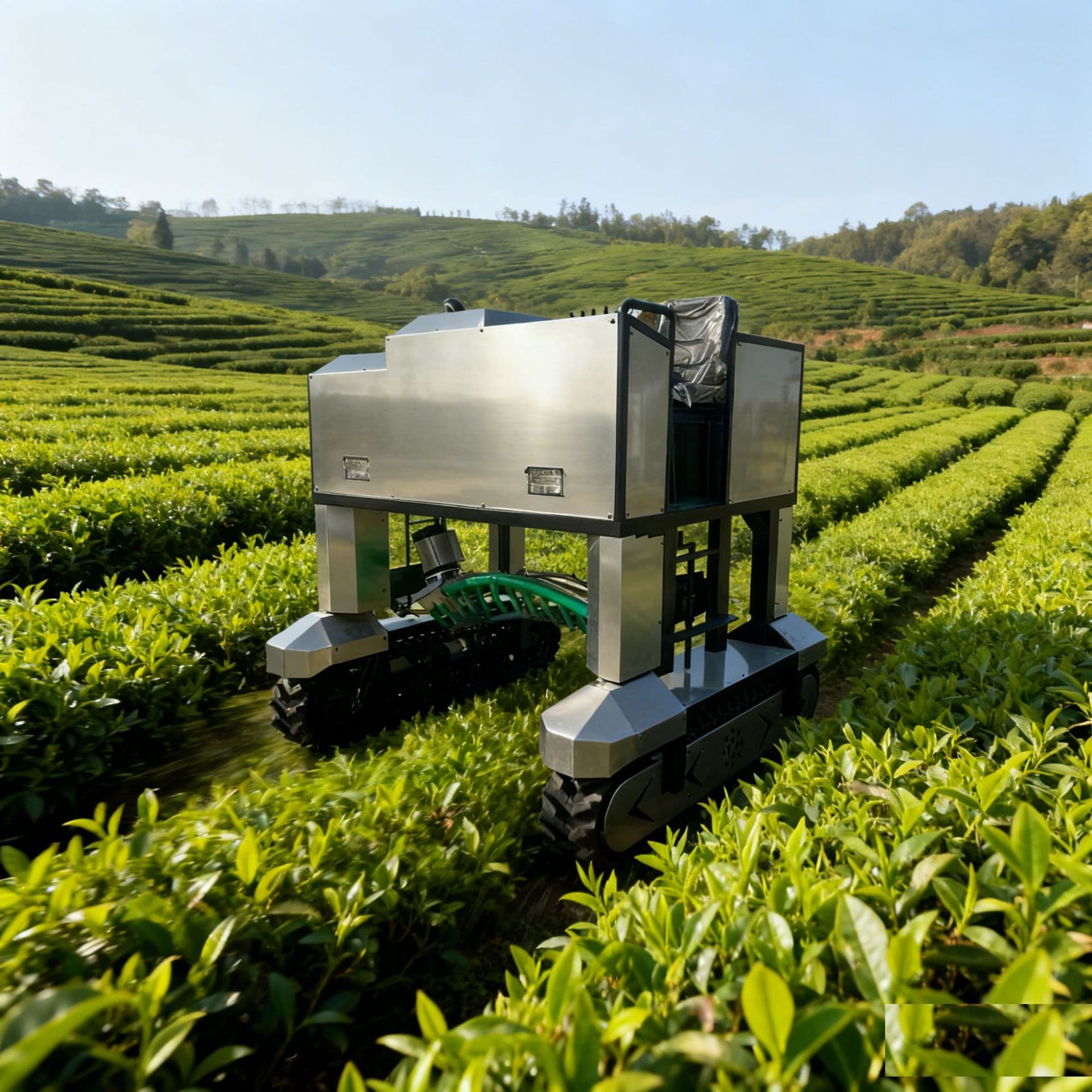 Multifunctional tracked tea picking machine manufacturer, fully automatic remote-controlled tea picking machine, hydraulic tracked chassis