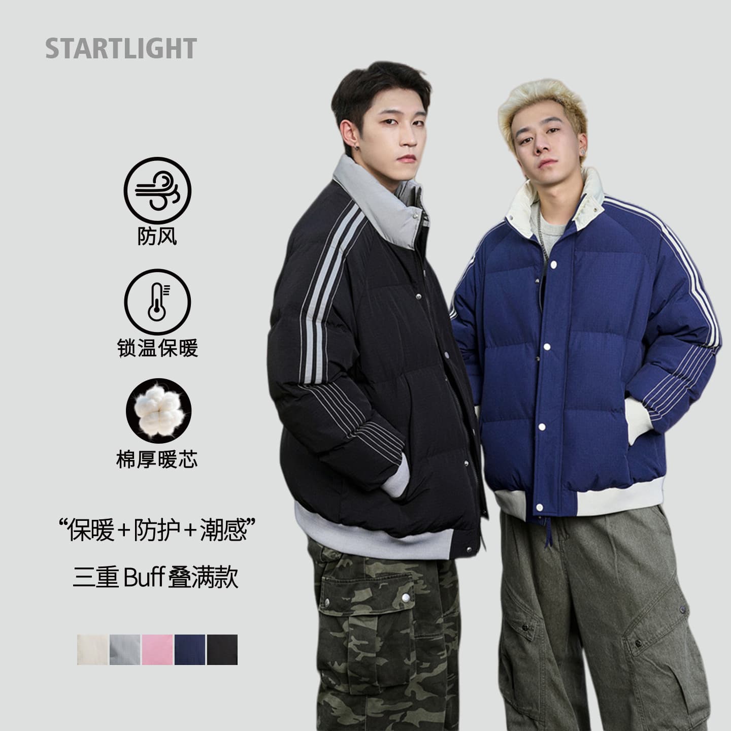 Streetwear Stand Collar Cotton Coat Men Women Fall Winter New Thick Warm Outdoor Cold Resistant Couple Casual Fashion Jacket