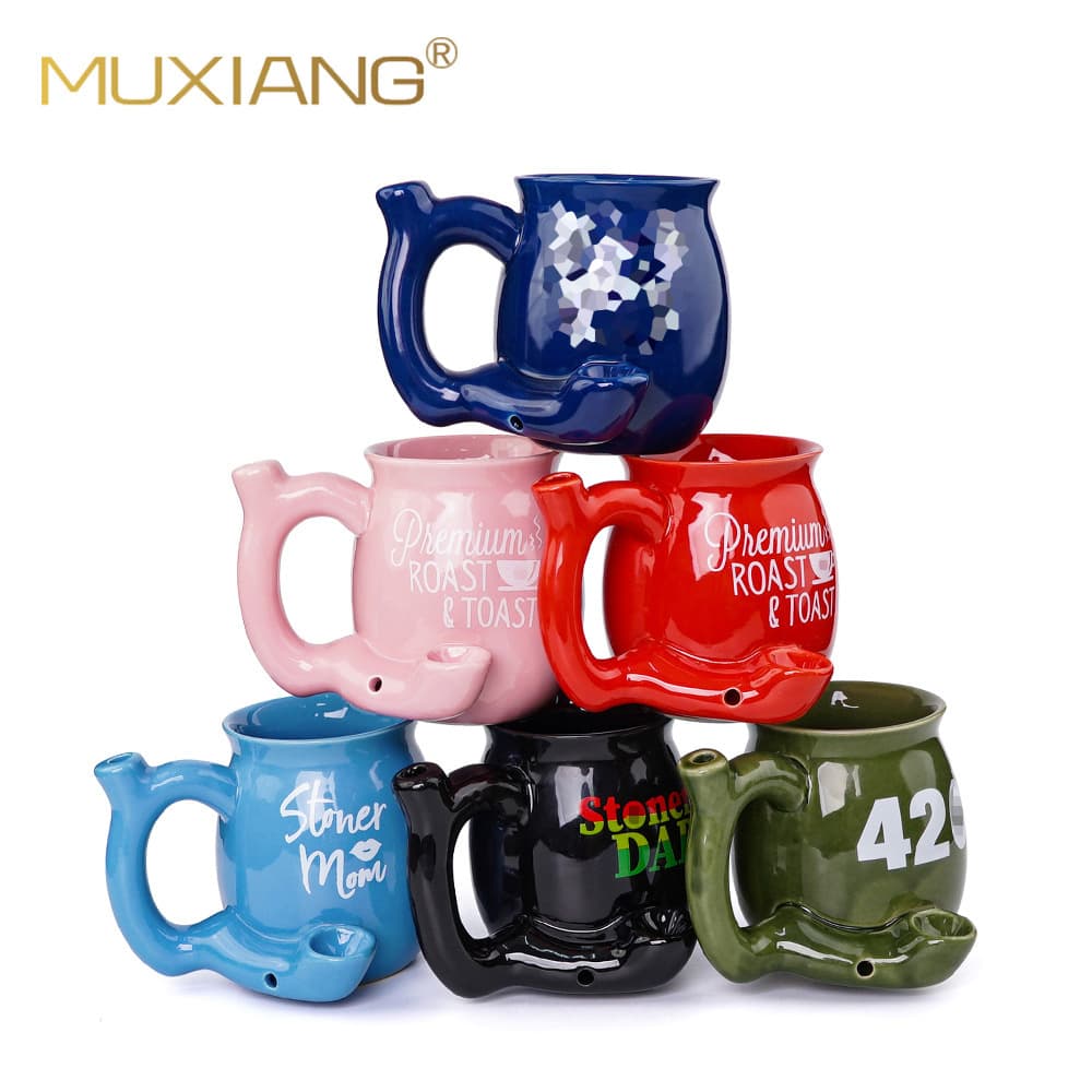 In Stock Pipe Mug Ceramic Mug Pipe Mug Amazon Hot Seller Cross-Border Factory Wholesale Coffee Mug