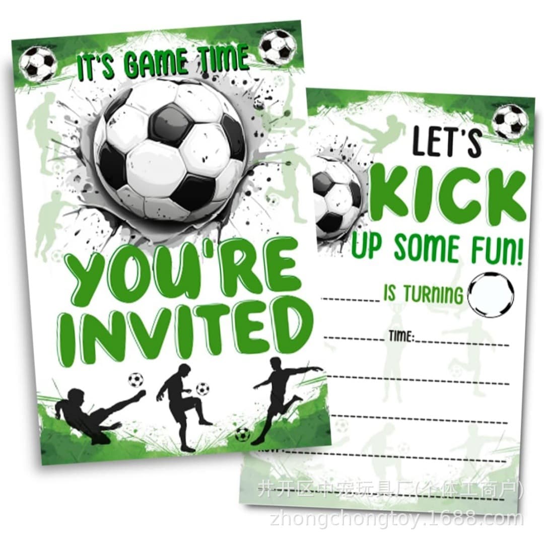 Soccer Birthday Party Invitations for Boys and Girls, Soccer Theme Birthday Invitation Cards with Adhesive Envelopes