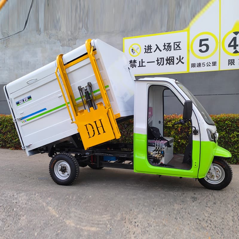 Electric Three-Wheel Side Hanging Bin Cart, Garbage Collection and Transfer Sanitation Cleaning Vehicle, Special Transport for Residential Property Management