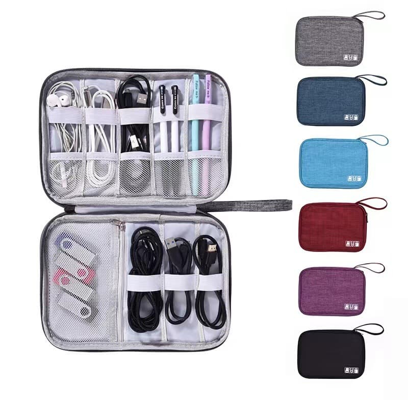 Korean-style cable organizer bag, earphone digital pouch, power charger, USB drive multi-functional travel portable storage bag