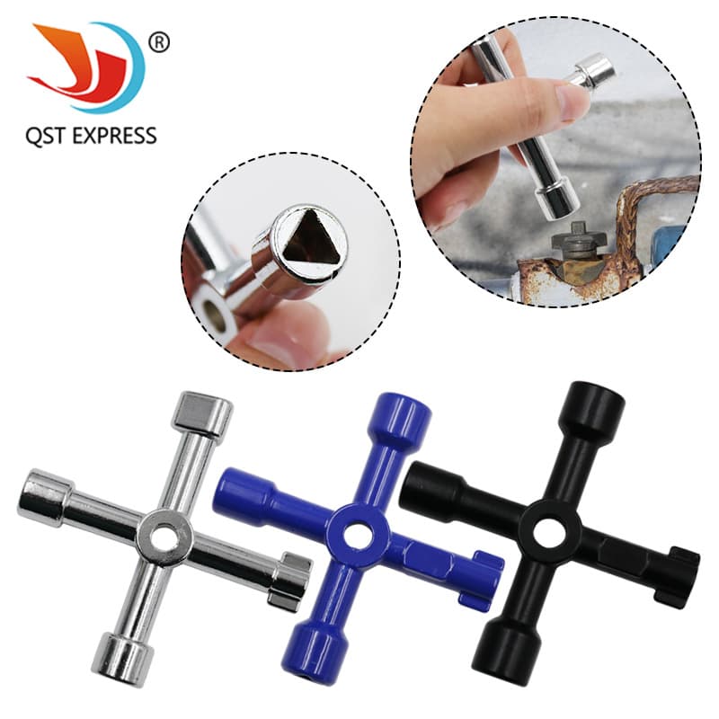 Multi-purpose Triangle Key Wrench For Elevator Water Meter Valve Cabinet Inner Square Hole Cross Shaped Hand Tool