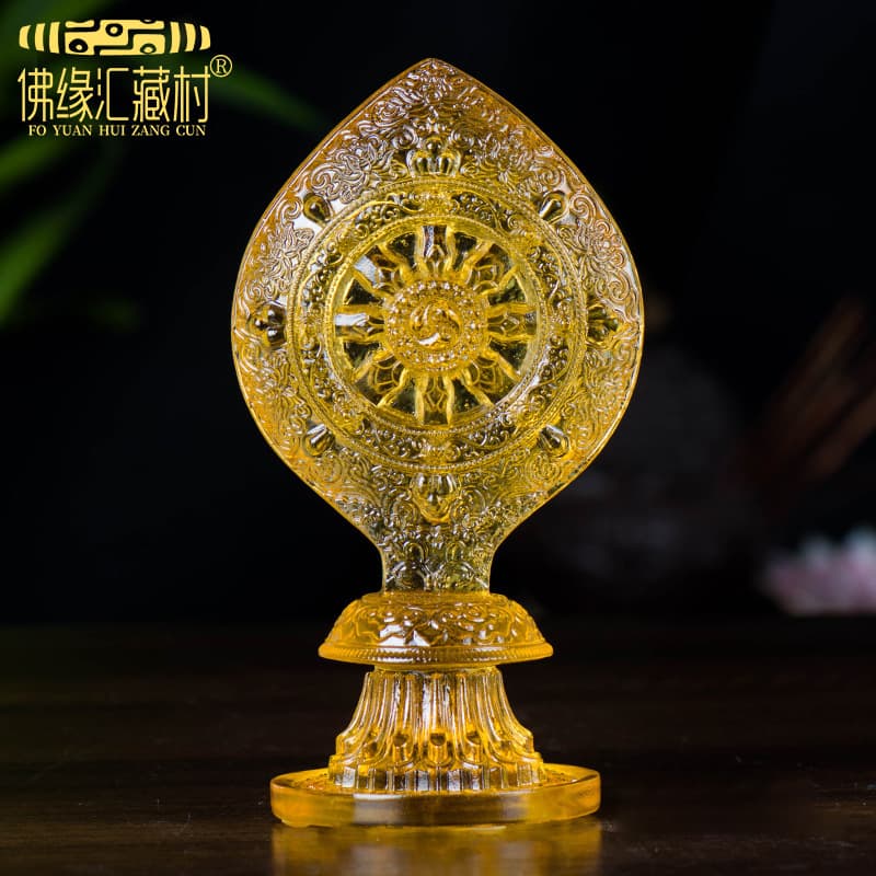 Buddha Yuan Hui Buddha's front ornaments, ancient glazed offerings, Qizhengbao home offerings, gold wheel home offering ornaments