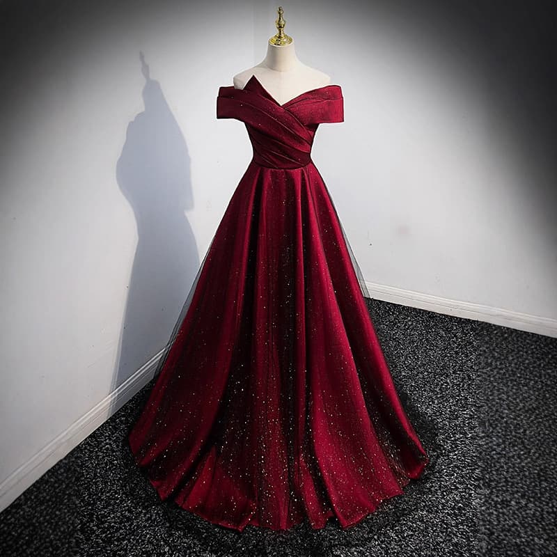 New style toast dress bride one-shoulder burgundy engagement slimming thank you party high-end wedding evening dress for women