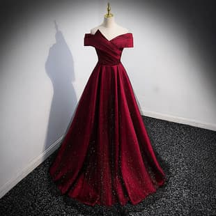 New One-Shoulder Wedding Toast Dress Bride Wine Red Engagement Slimming Thank-You Banquet High-End Evening Gown