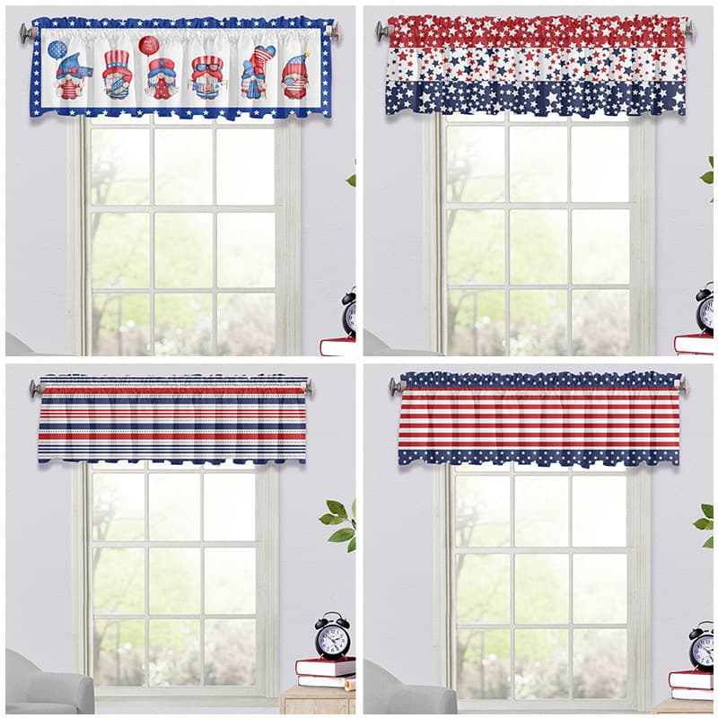 Amazon New Independence Day Window Valance Curtain Nordic Holiday Gnome Decoration Half Curtain Short Curtain Door Window Partition Curtain