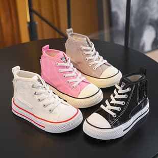 Children's Canvas Shoes 2025 Spring/Autumn New Style, Boys' Casual Low-Top Board Shoes, Soft Sole High-Top Girls' Canvas Shoes Summer