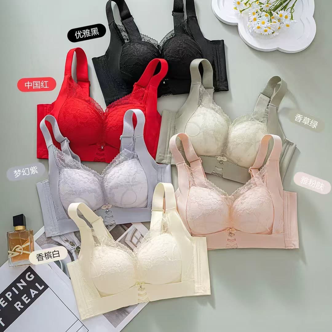 Qilihong 9828 Lace Smooth Cup Thin B Cup Bra Wire-Free Push-Up Side Shaping Lifting Bra