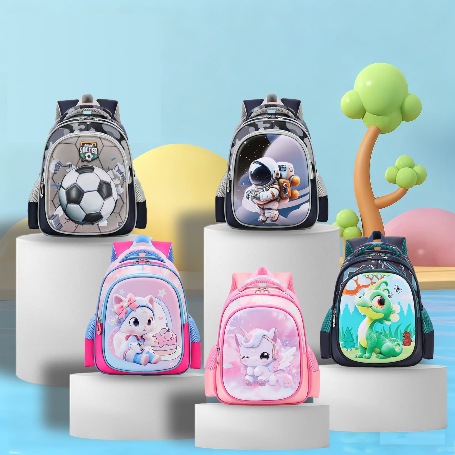 New Export Model Primary School Backpack for Grades 1-6, Cartoon Children's Double-Shoulder Lightweight Cute School Bag, Factory Stock