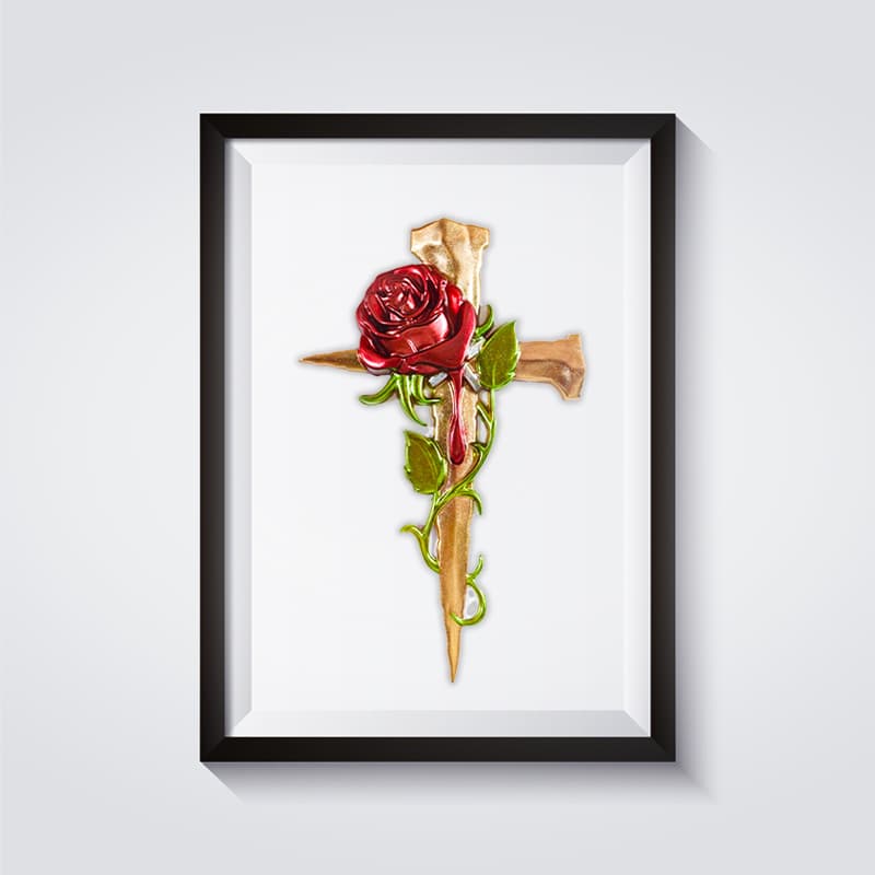 DIY Epoxy Resin Mold Rose Cross Pendant Silicone Mold Wall Decoration Cross-Border Supply