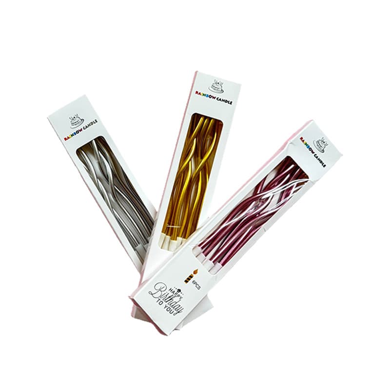 Curved Candle Silver Bent Candle Colorful Gold-Plated Curve Candle Birthday Cake Party Candles Boxed