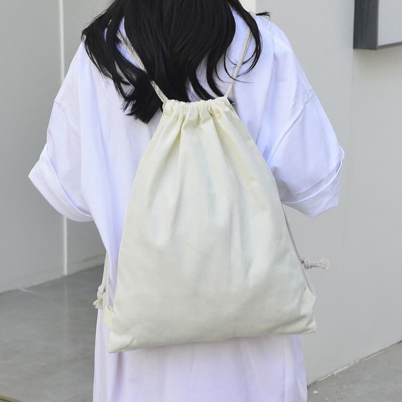2025 New Style Canvas Drawstring Backpack Shoulder Shopping Bag Stock Blank Canvas Backpack
