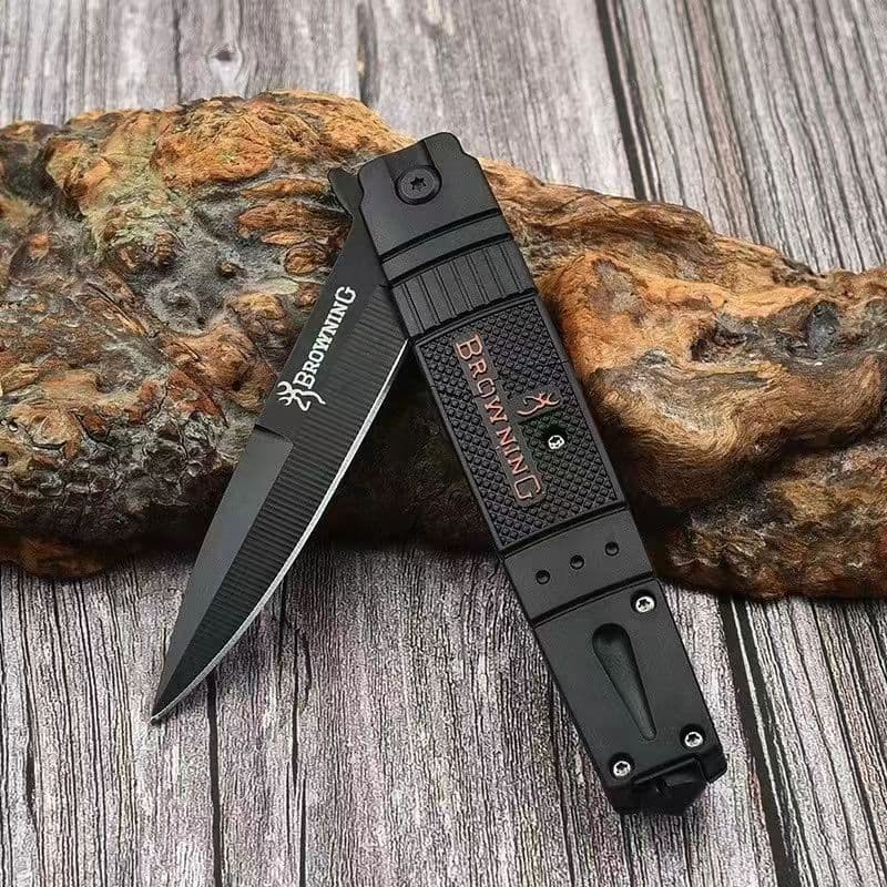 High Hardness Stainless Steel Outdoor Folding Knife for Camping Self Defense Quick Open Fruit Tool Compact Portable Sharpener
