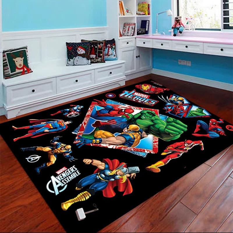 Marvel Spider-Man Rug, Captain America Cartoon Bedside Rug, Bedside Carpet, Coffee Table Mat, Entrance Door Mat, Bathroom Non-Slip Mat