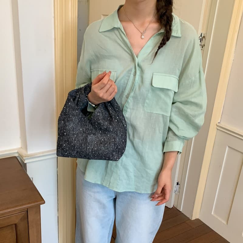 Denim handbag women's 2026 new star-embellished pleated commuter bag simple design niche bag