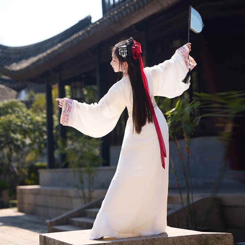 New Girls' Warring States Robe Elegant Chinese Style Straight Skirt Robe Wei-Jin Dynasty Wide Sleeve Ancient Costume Children's Performance Outfit Set
