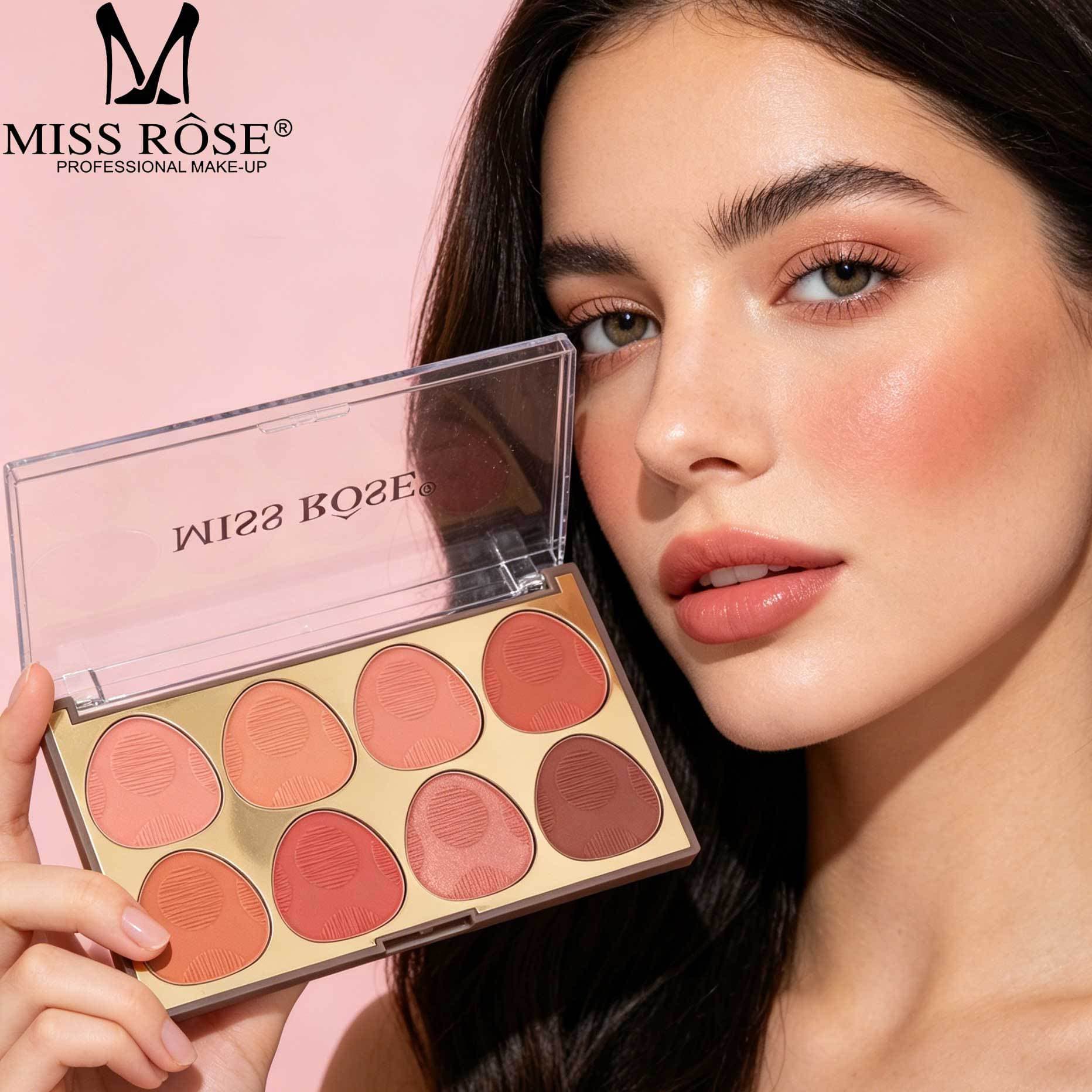 Missrose Cross-border Wholesale Blush Palette 8-Color Shimmer Matte Long-Lasting Natural Blush Face Contouring Cheek Palette