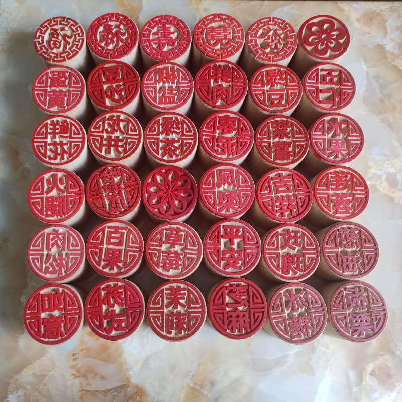 Wooden Stamp Suzhou Style Mooncake Red Bean Bun, Dessert Steamed Bun, Mantou Patterned Dough Wooden Stamp 5cm
