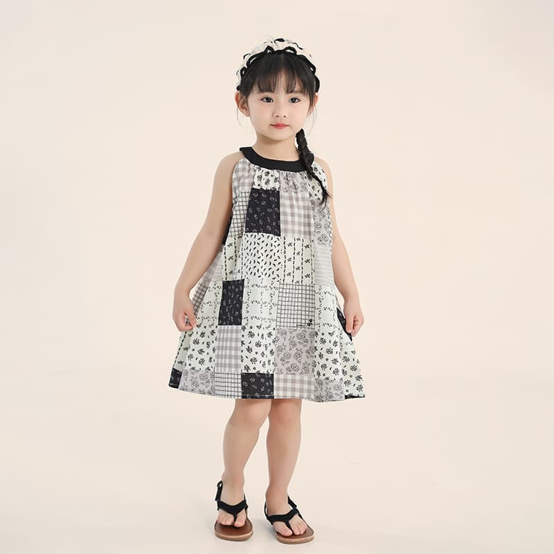 Changguo Clothing Girls Summer Dress New Kids Floral Halter Vest Dress Toddler Cotton Dress for Girls