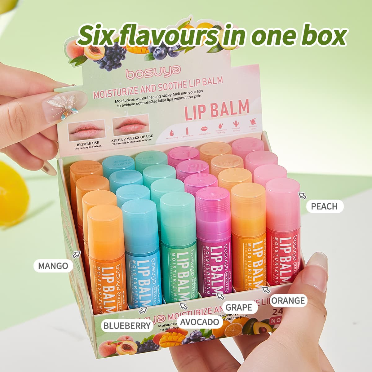 foreign trade cross-border foreign trade English Bosuya fruit flavor lip balm set lip moisturizing lip balm