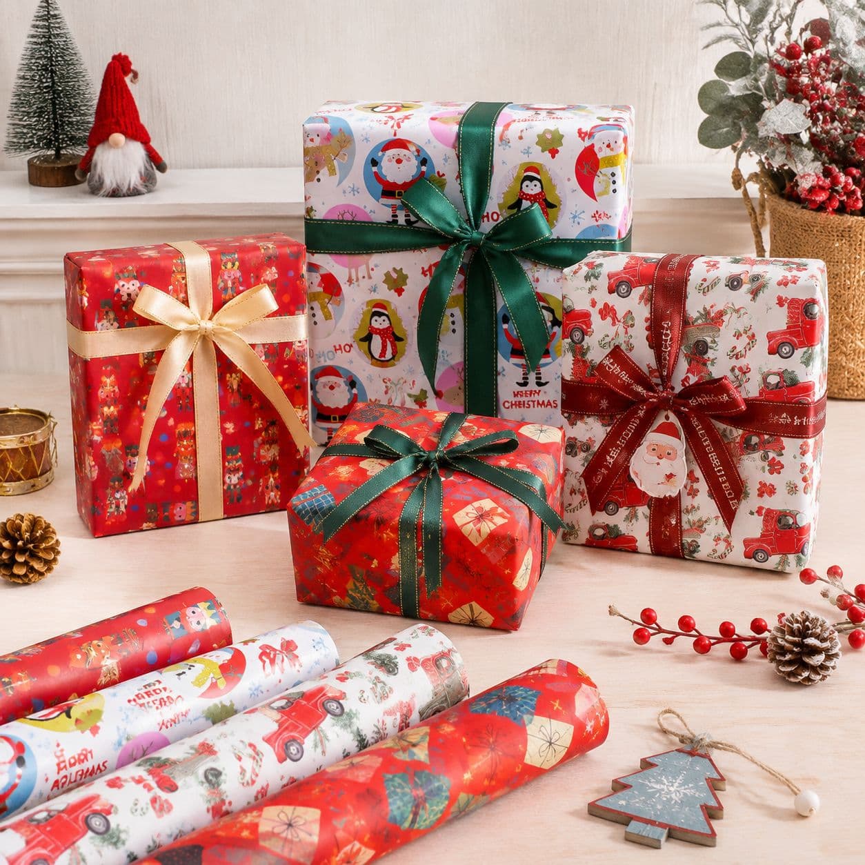 Cross-border Exclusive 2026 New Christmas Series Wrapping Paper Cartoon Christmas Holiday Gift Handmade Wrapping Paper