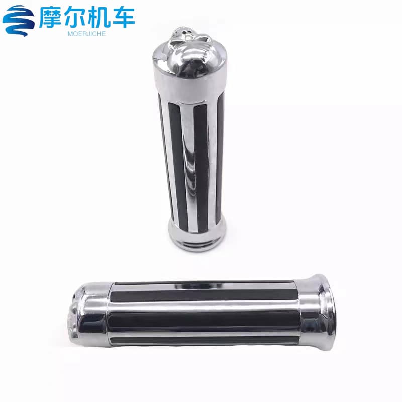 Motorcycle Cruiser Harley 25mm Modified Metal Handlebar Grip, Twist Grip, Skull Handle Grip