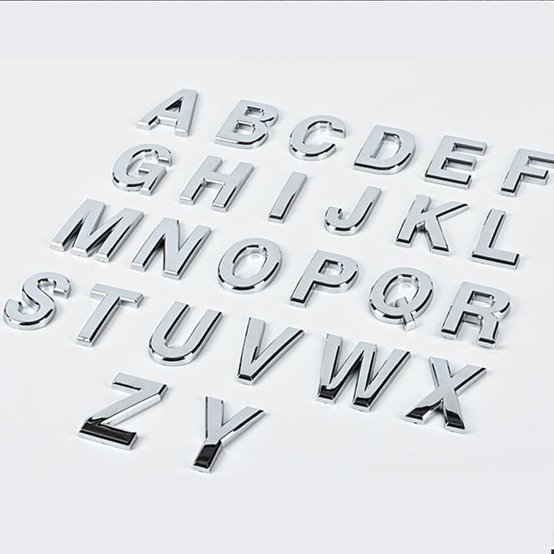 Car 3D Letter Sticker 5cm English Alphabet Car Emblem DIY Letter Number Body Decal Tail Badge Silver