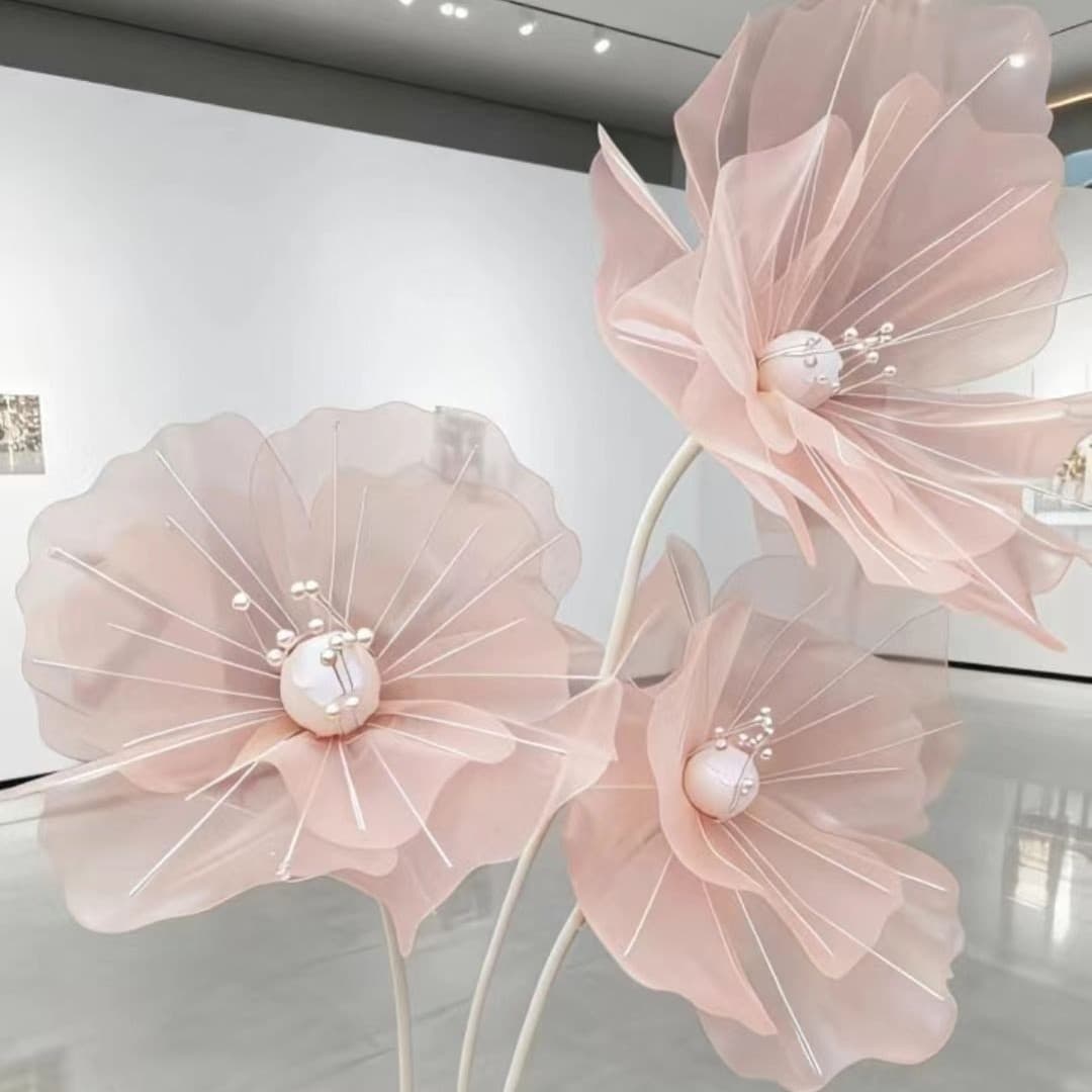 Wedding Aisle Flower Arrangement Finished Artificial Flowers Silk Flower Silk Screen Flower Window Display Decoration Props Gauze Flower