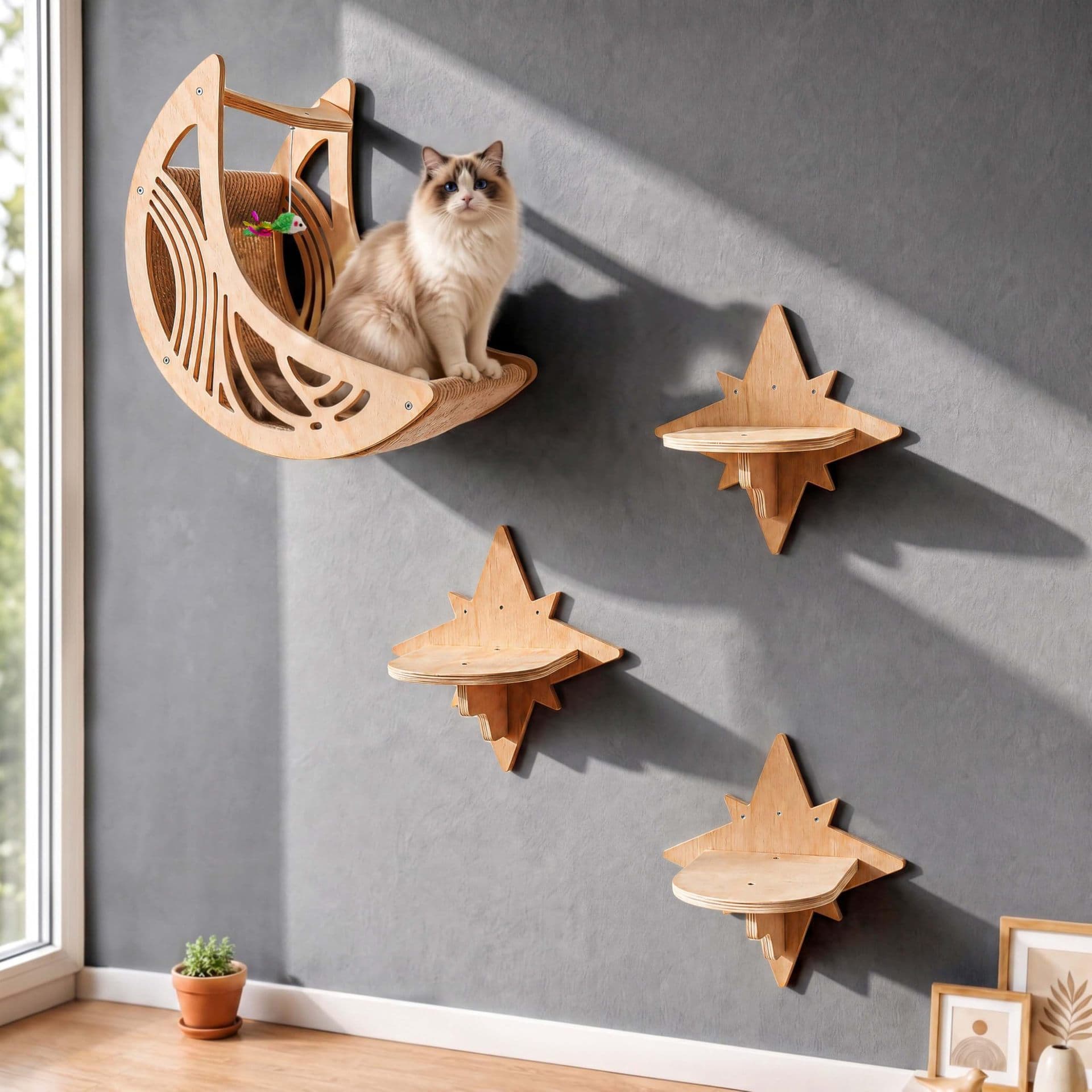 Wooden Cat Climbing Frame Wall Cat House Cat Climbing Platform Cat Toy Climbing Shelf Cat Bed Stair Step