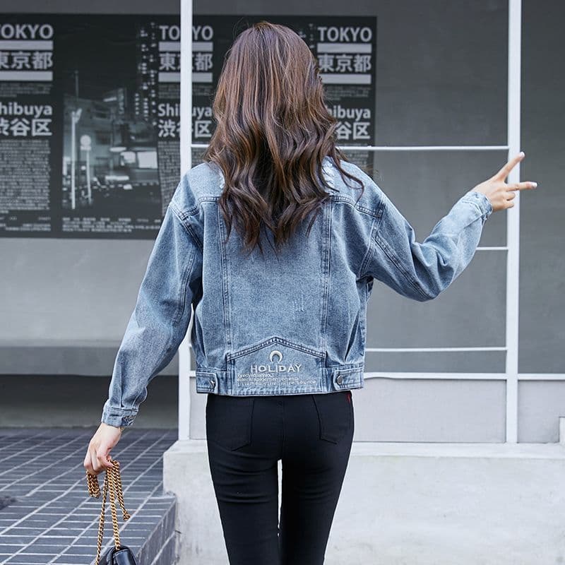 2025 Spring/Fall New Long-Sleeve Denim Jacket for Women, Korean Style Petite Loose Versatile Top Coat Casual Jeans Jacket