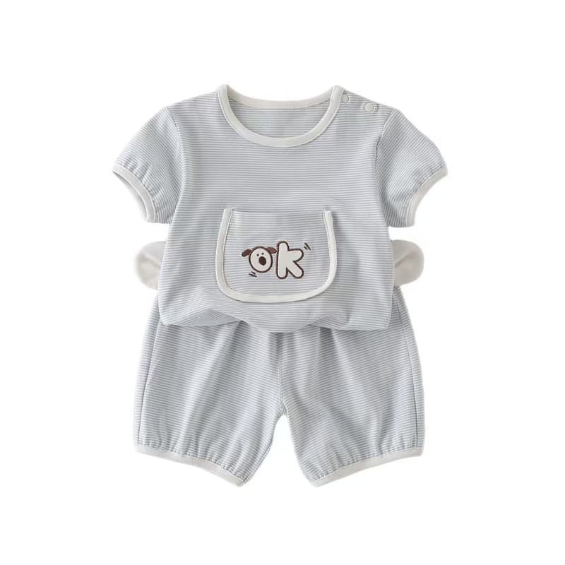 Summer one-year-old baby suit Korean style lightweight children's summer short-sleeved shorts infant summer outing clothes