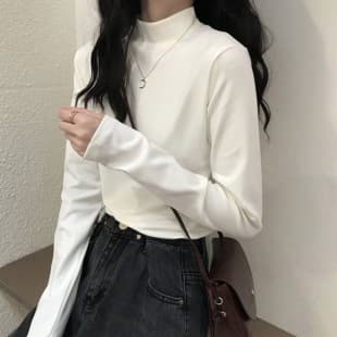 Deer Velvet Half High Neck Base Layer Top for Women Inner Wear Autumn/Winter New Long Sleeve T-Shirt Slimming Warm Top Outerwear