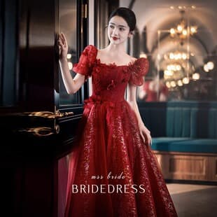 2026 Spring New Toast Dress Bride Engagement Dress Light Luxury Niche High-End Red Return Visit Dress Evening Gown Women