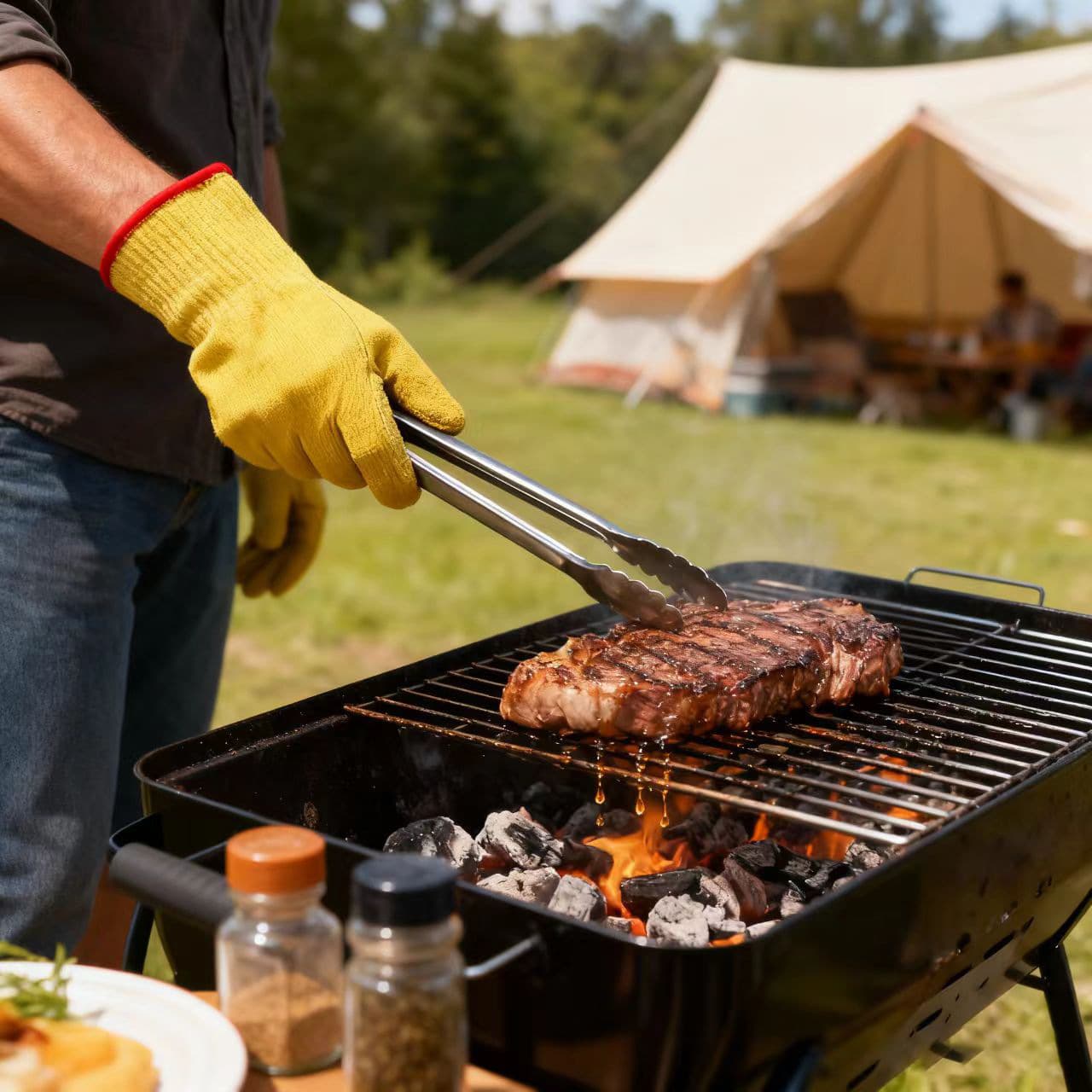 High-temperature resistant gloves aramid 1414 double-layer cut-proof fireproof for grilling, handling glass, rebar factories, tools, wood carving, BBQ