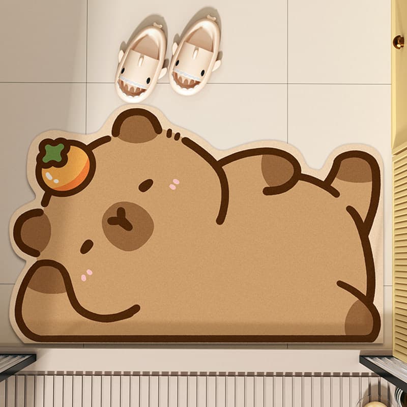 Hot Selling Cute Capybara Series Bathroom Absorbent Diatom Mud Mat Non-Slip Stain-Resistant Cartoon Rug