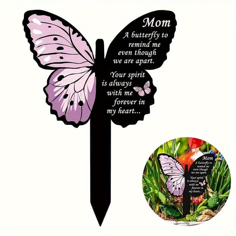 2026 New Cross-border Drop Shipping 1 Acid Butterfly Memorial Mother Garden Stake Grave Cross-border
